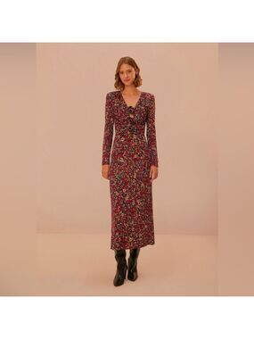 Farm Rio Purple Chelsea Garden Flowers Knot Maxi Dress